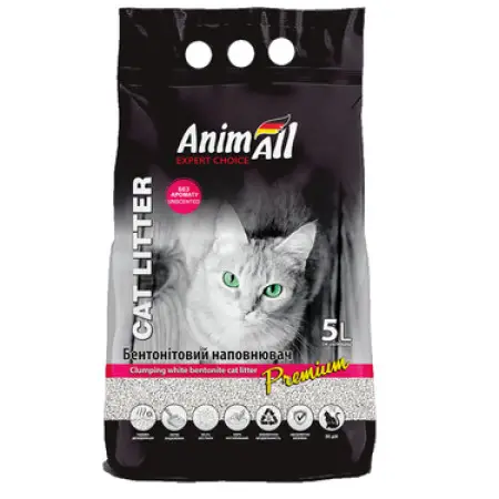 Бентонитовый наполнитель AnimAll Premium Classic без аромата, для кошек, 5 л