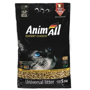 Деревний наповнювач AnimAll (Анімалл) без аромату, для котів, 5 кг + 300 г у подарунок