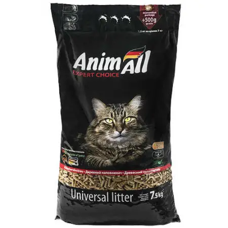 Древесный наполнитель AnimAll (Анималл) для кошек, 7.5 кг