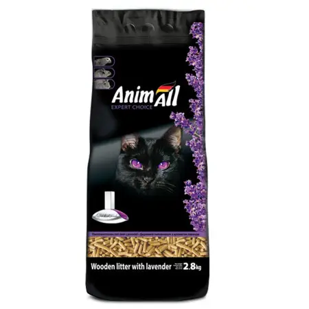 Деревний наповнювач AnimAll (Анімалл) з ароматом лаванди, для котів, 2.8 кг