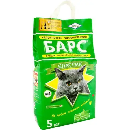 Наповнювач Барс № 4 класик 0.8-1.5 мм без ароматизатора 5 кг зелений