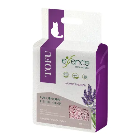 Наповнювач для котячого туалету Essence з тофу, з ароматом лаванди, 2 мм, 6 л (920024)