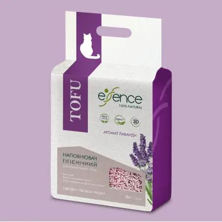 Наповнювач для котячого туалету Essence з тофу, з ароматом лаванди, 2 мм, 6 л (920024)
