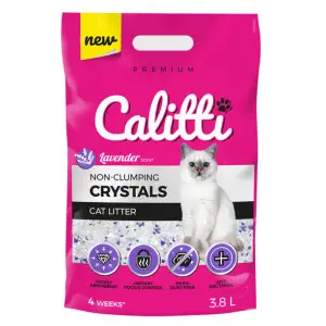 Наповнювач силікагелевий Calitti Crystals для котів з лавандою, 3,8л