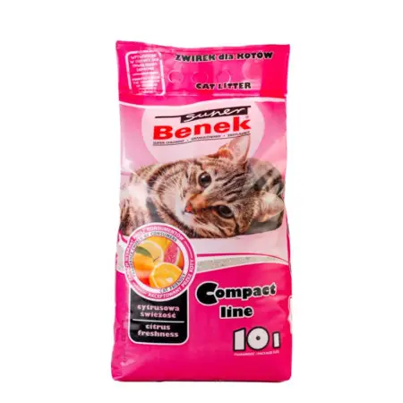 Super Benek Compact Cytrusowa Swiezosc 10l-Наповнювач бентонітовий для котячих туалетів Супер Бенек Компакт Цитрусова свіжість 10л