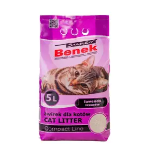Super Benek Compact Lawenda 5l - Наповнювач бентонітовий для котячих туалетів Супер Бенек Компакт Лаванда 5л