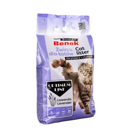 Super Benek Optimum Lawenda 5l-Наповнювач бентонітовий для котячих туалетів Супер Бенек Оптимум Лаванда 5л