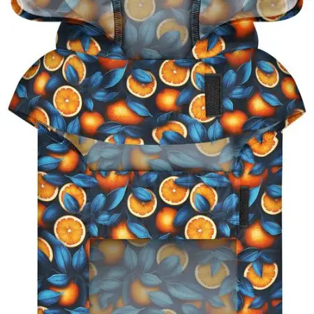 Дощовик-накидка з капюшоном для собак WAUDOG Clothes, малюнок "Апельсини", S, А 32-35 см, B 41-52 см, С 26-33 см