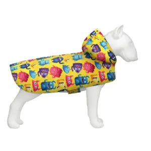 Дощовик-накидка з капюшоном для собак WAUDOG Clothes, малюнок "Мохнаті монстри", M, А 40-43 см, B 52-62 см, С 33-42 см