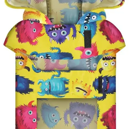 Дощовик-накидка з капюшоном для собак WAUDOG Clothes, малюнок "Мохнаті монстри", M, А 40-43 см, B 52-62 см, С 33-42 см
