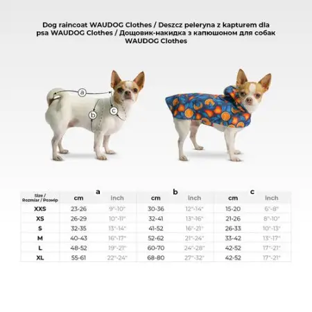 Дощовик-накидка з капюшоном для собак WAUDOG Clothes, малюнок "NASA21", XS, А 26-29 см, B 32-41 см, С 21-26 см