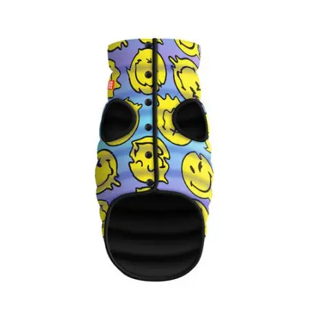 Курточка для собак WAUDOG Clothes рисунок "Смайлы на голубом", M45, В 61-65 см, С 38-42 см