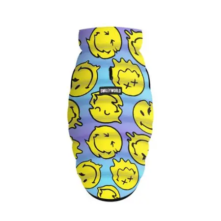 Курточка для собак WAUDOG Clothes рисунок "Смайлы на голубом", M45, В 61-65 см, С 38-42 см