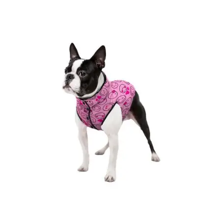 Курточка для собак WAUDOG Clothes рисунок "Смайлы на розовом", XS30, В 43-46 см, С 27-30 см