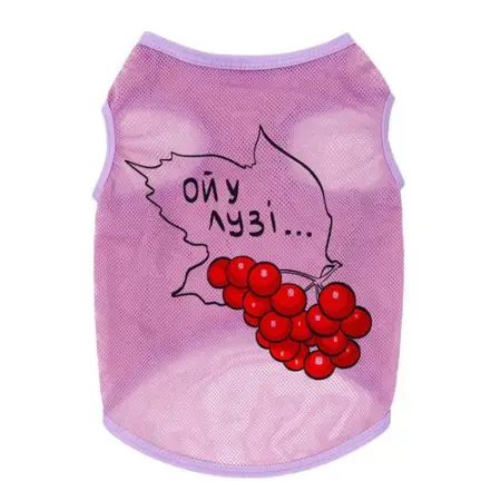 Майка для собак WAUDOG Clothes малюнок "Калина", сітка, L, B 42-45 см, C 28-31 см рожевий