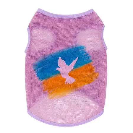 Майка для собак WAUDOG Clothes рисунок "Флаг", сетка, L, B 42-45 см, C 28-31 см розовый