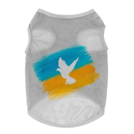 Майка для собак WAUDOG Clothes малюнок "Прапор", сітка, L, B 42-45 см, C 28-31 см сірий