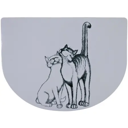 Коврик Trixie Pussy Cats под миски для кошек, пластиковый, 40х30 см (белый)