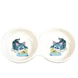 Миска Trixie для котів, подвійна, керамічна, 11 см, 150 мл