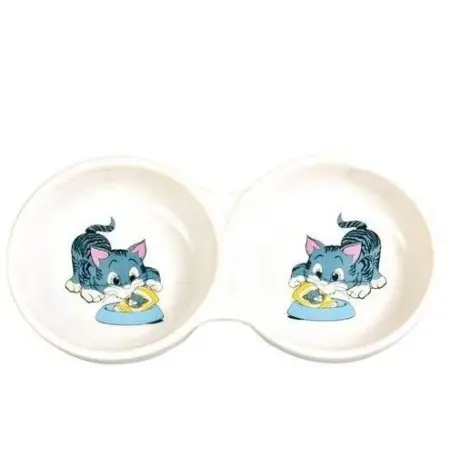 Миска Trixie для котів, подвійна, керамічна, 11 см, 150 мл