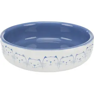 Миска Trixie для котів коротконосих порід, керамічна, 15 см, 300 мл (світло-синя/біла)