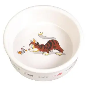 Миска Trixie для котів малюнок з котом і мишкою керамічна 12 см 200 мл