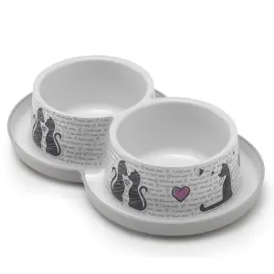 Moderna Double Trendy Dinner Cats in Love МОДЕРНА ЗАКОХАНІ КОТИ подвійна миска для котів, 2х350мл Білий