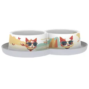 Moderna Double Trendy Dinner Indy&Louise МОДЕРНА ІНДІ та ЛУЇЗА подвійна миска для котів, 2х350мл Сіро-білий