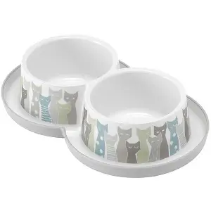 Moderna Double Trendy Dinner Maasai МОДЕРНА МАСАЇ подвійна миска для котів, 2х350мл Світло-сірий