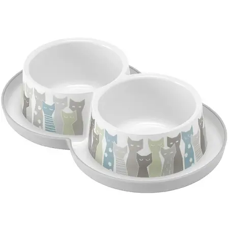 Moderna Double Trendy Dinner Maasai МОДЕРНА МАСАЇ подвійна миска для котів, 2х350мл Світло-сірий