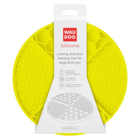 Килимок для злизування і повільного харчування WAUDOG Silicone, 211х211х30 мм, жовтий