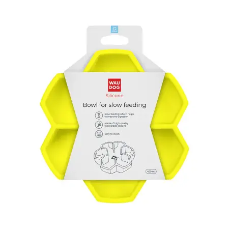 Миска для повільного харчування WAUDOG Silicone, 450 мл, жовтий