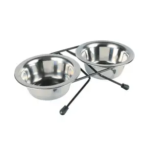 Миски Trixie для собак, на підставці, металеві, 10 см, 2х200 мл