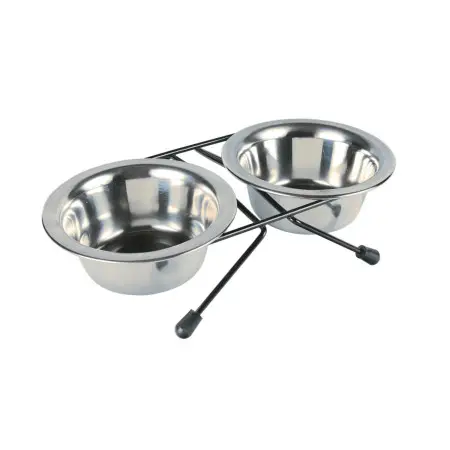 Миски Trixie для собак, на подставке, металлические, 10 см, 2х200 мл