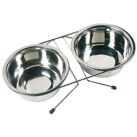Flamingo Dinner Set ФЛАМІНГО ДІНЕР СЕТ 2 миски на підставці для собак, нержавіюча сталь 2х380 мл