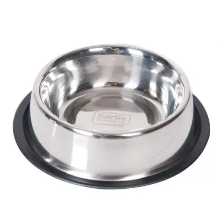 Flamingo Dish Rubber Rim ФЛАМІНГО РУБЕР РІМ миска з гумовим обідком для собак, нержавіюча сталь 710 мл