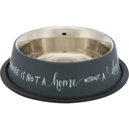 Миска для собак Trixie, металева на гумовій основі, 450 мл, 16 см, сірий (25142)