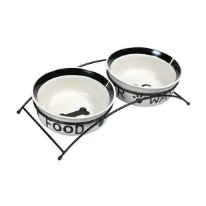 Миски Trixie Eat on Feet для собак, на металевій підставці, керамічні, 20 см, 2х1.6 л