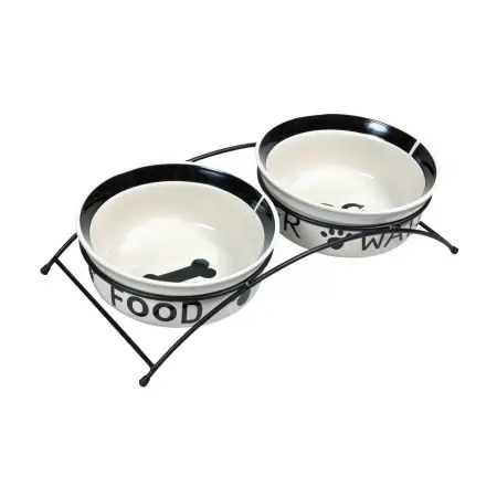 Миски Trixie Eat on Feet для собак, на металевій підставці, керамічні, 20 см, 2х1.6 л
