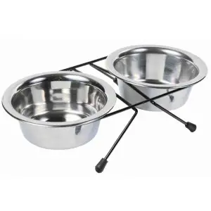Миски Trixie для собак, на підставці, металеві, 12 см, 2х450 мл