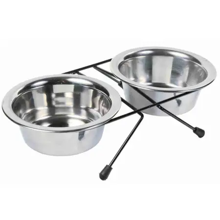 Миски Trixie для собак, на підставці, металеві, 12 см, 2х450 мл