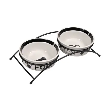 Миски Trixie Eat on Feet для собак, на металлической подставке, керамические, 15 см, 2х600 мл