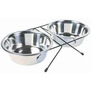 Миски Trixie для собак, на підставці, металеві, 20 см, 2х1.8 л