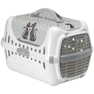 Moderna Trendy Runner Cats In Love МОДЕРНА ЗАКОХАНІ КОТИ переноска для котів, пластикові двері, 50х32х34,5 см Білий