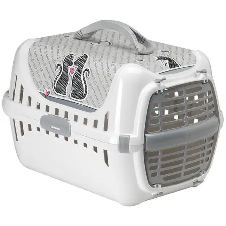 Moderna Trendy Runner Cats In Love МОДЕРНА ЗАКОХАНІ КОТИ переноска для котів, пластикові двері, 50х32х34,5 см Білий