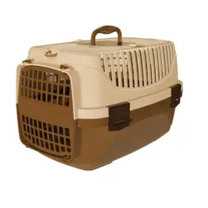 Переноска для котів і собак коричнево-бежева PT-100 48х32,5х31 см