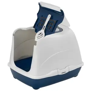 Moderna Flip Cat Jumbo МОДЕРНА ФЛИП КЕТ ДЖУМБО закритий туалет з відкидною кришкою для котів, 58х45х42см , Чорничний