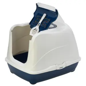 Moderna Flip Cat МОДЕРНА ФЛИП КЕТ закритий туалет з відкидною кришкою для котів, 50х39х37см , Чорничний