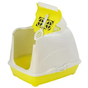 Moderna Flip Cat МОДЕРНА ФЛИП КЕТ закритий туалет з відкидною кришкою для котів, 50х39х37см , Лимонний