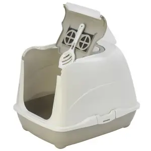 Moderna Flip Cat МОДЕРНА ФЛИП КЕТ закритий туалет з відкидною кришкою для котів, 50х39х37см , Теплий сірий